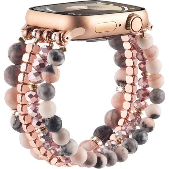 NEW Pink Beaded Apple Watch Band - Picture 1 of 4